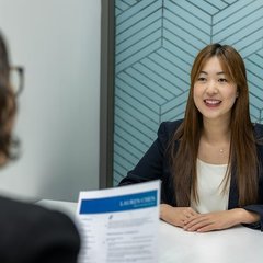 A candidate at an interview