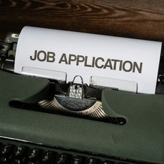Job application in a typewriter