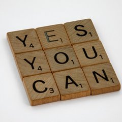 Scrabble letters that spell Yes You Can